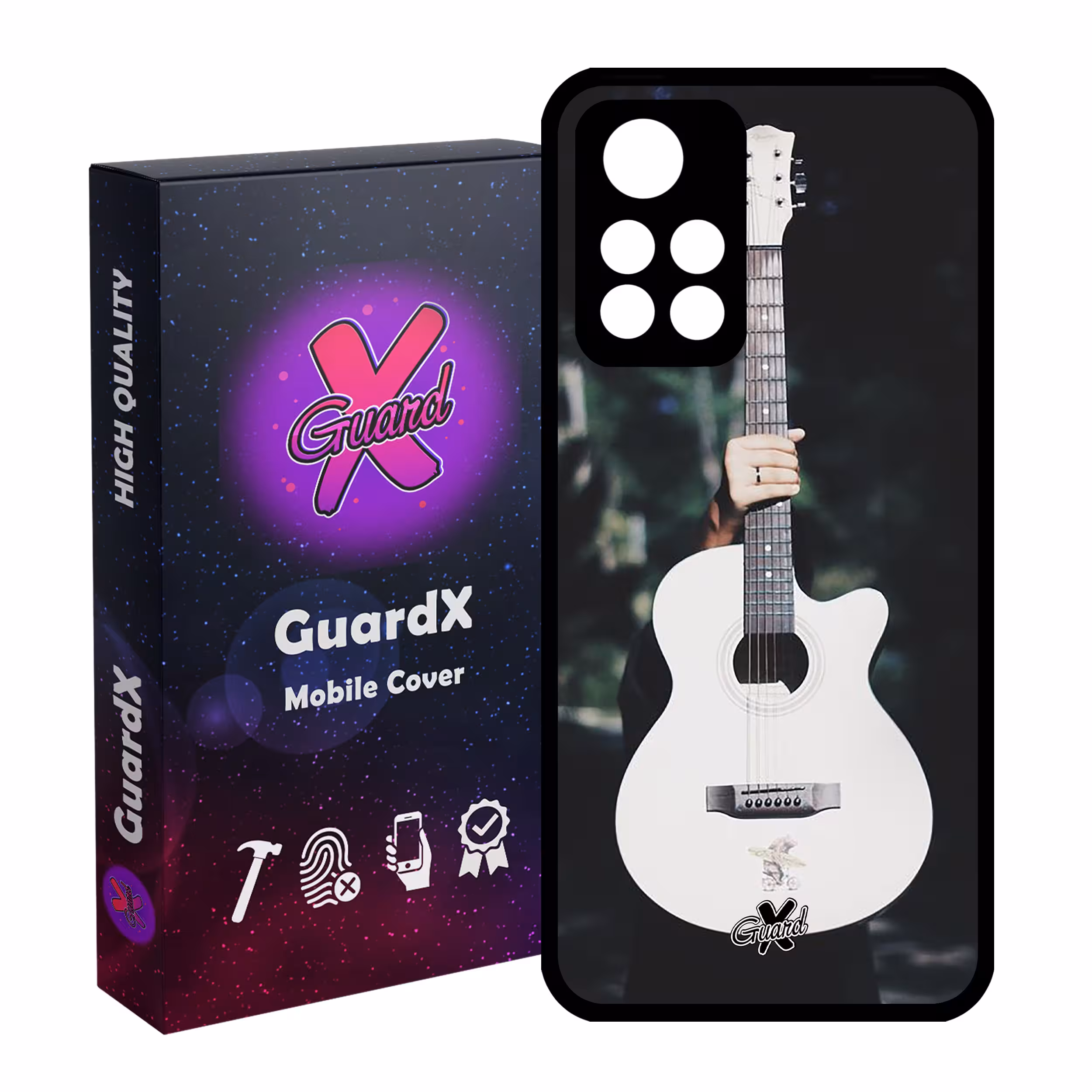 کاور گارد ایکس طرح گیتار مدل Glass10263 مناسب برای گوشی موبایل شیائومی Poco M4 Pro 5G/Redmi Note 11T 5G/Redmi Note 11S 5G