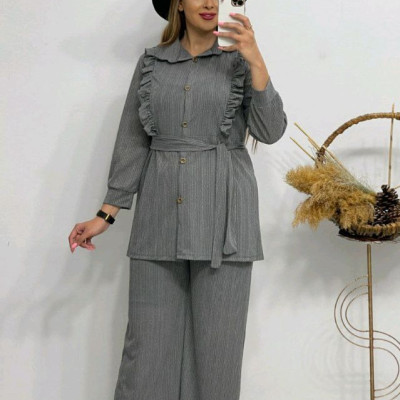 مانتو شلوار زنانه نخی کریشه کنفی درجه یک مدل ست دریا