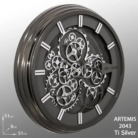 ساعت دیواری آرتمیس کد 2043 Titanium silver تیتانیوم نقره ای