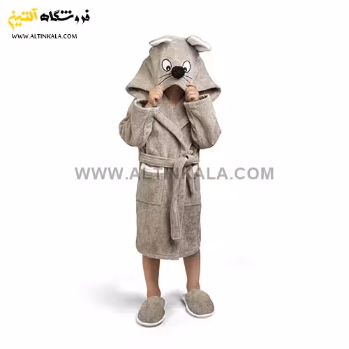 حوله پالتویی کودک پودایران طرح موش خاکی سایز 70