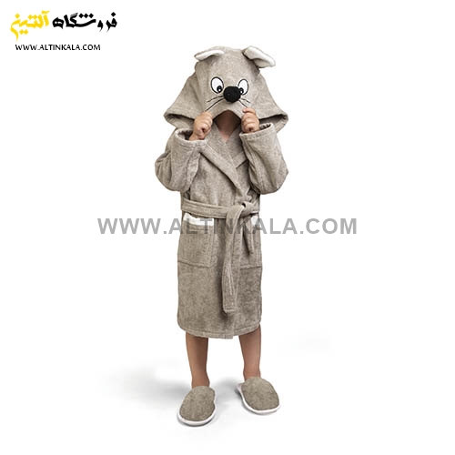 حوله پالتویی کودک پودایران طرح موش خاکی سایز 70