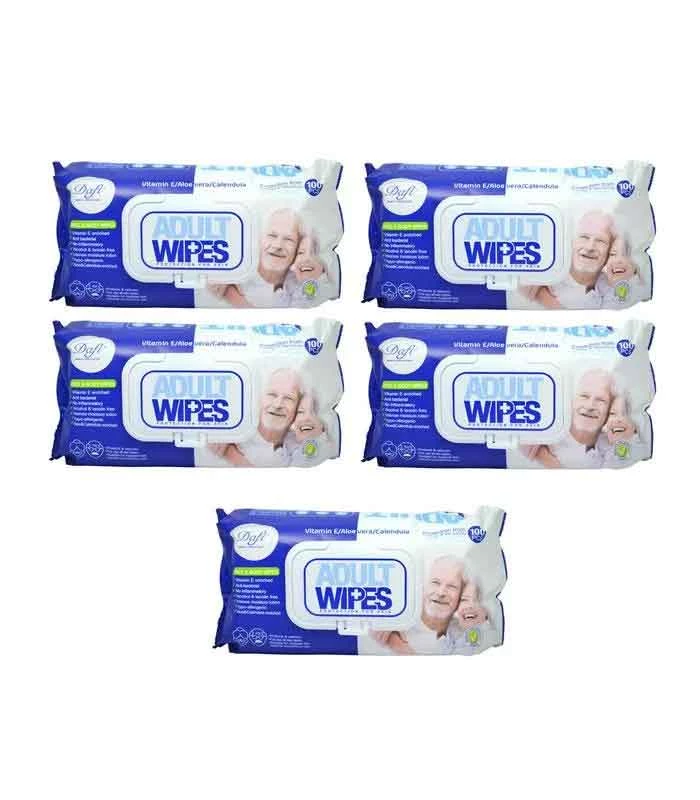 دستمال مرطوب دافی مدل Adult Wipes مجموعه 5 عددی