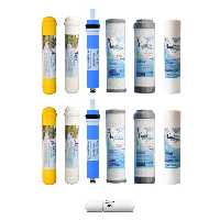 فیلتر دستگاه تصفیه آب آکوا پیورست مدل THT 3225 مجموعه 12 عددی به همراه محدود کننده فاضلاب مدل FLOW 300