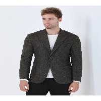 کت بلیزر مشکی مردانه سیاه ژاکت بافتنی متناسب با خاکی طرح دار Kip