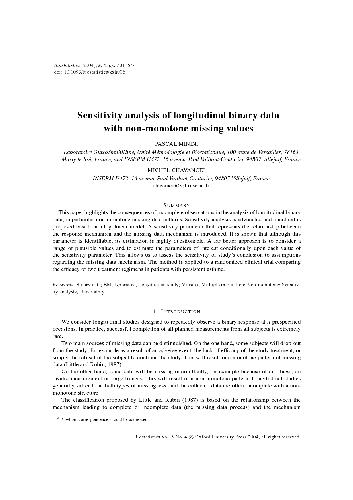 خرید و دانلود نسخه کامل کتاب Sensitivity analysis of longitudinal binary data with non-monotone missing values (2004)(en)(14s)