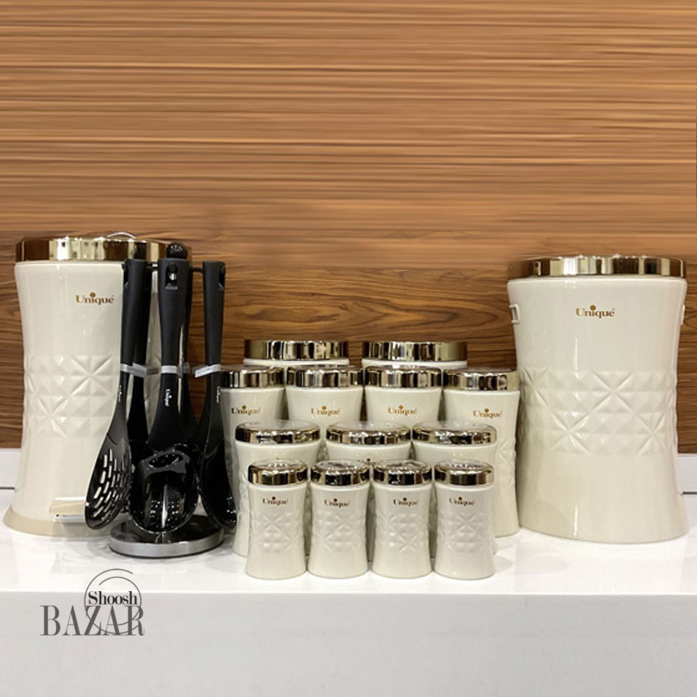 سرویس آشپزخانه 22 پارچه کرم طلایی ونیز یونیک کد 4612