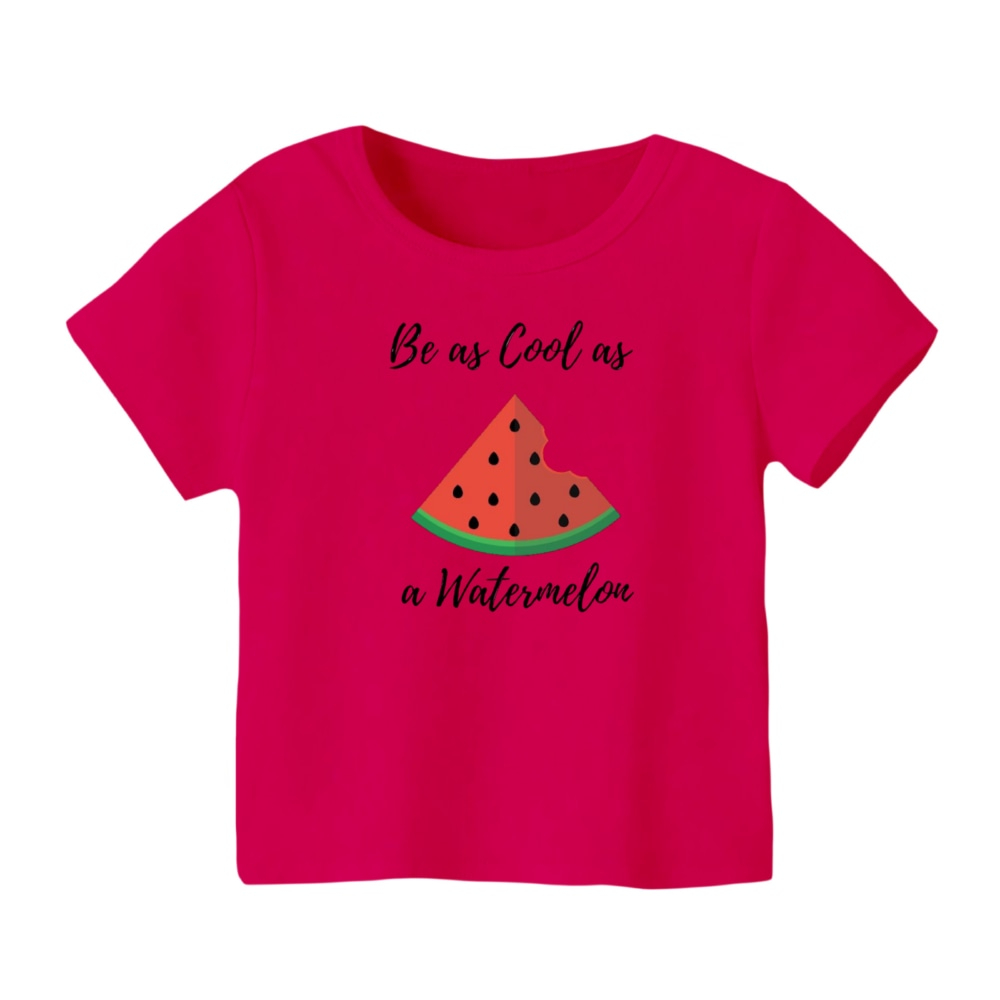 تی شرت آستین کوتاه بچگانه مدل هندوانه یلدایی کد 25 رنگ سرخابی