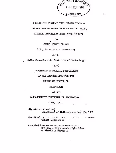 خرید و دانلود نسخه کامل کتاب SAINT: heuristic symbolic integration in freshman calculus [PhD Thesis]