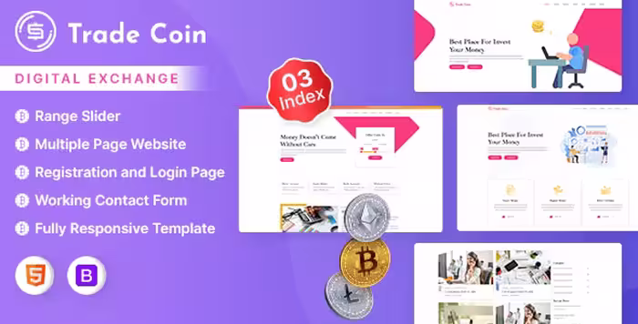 دانلود قالب HTML تجارت الکترونیک Trade Coin