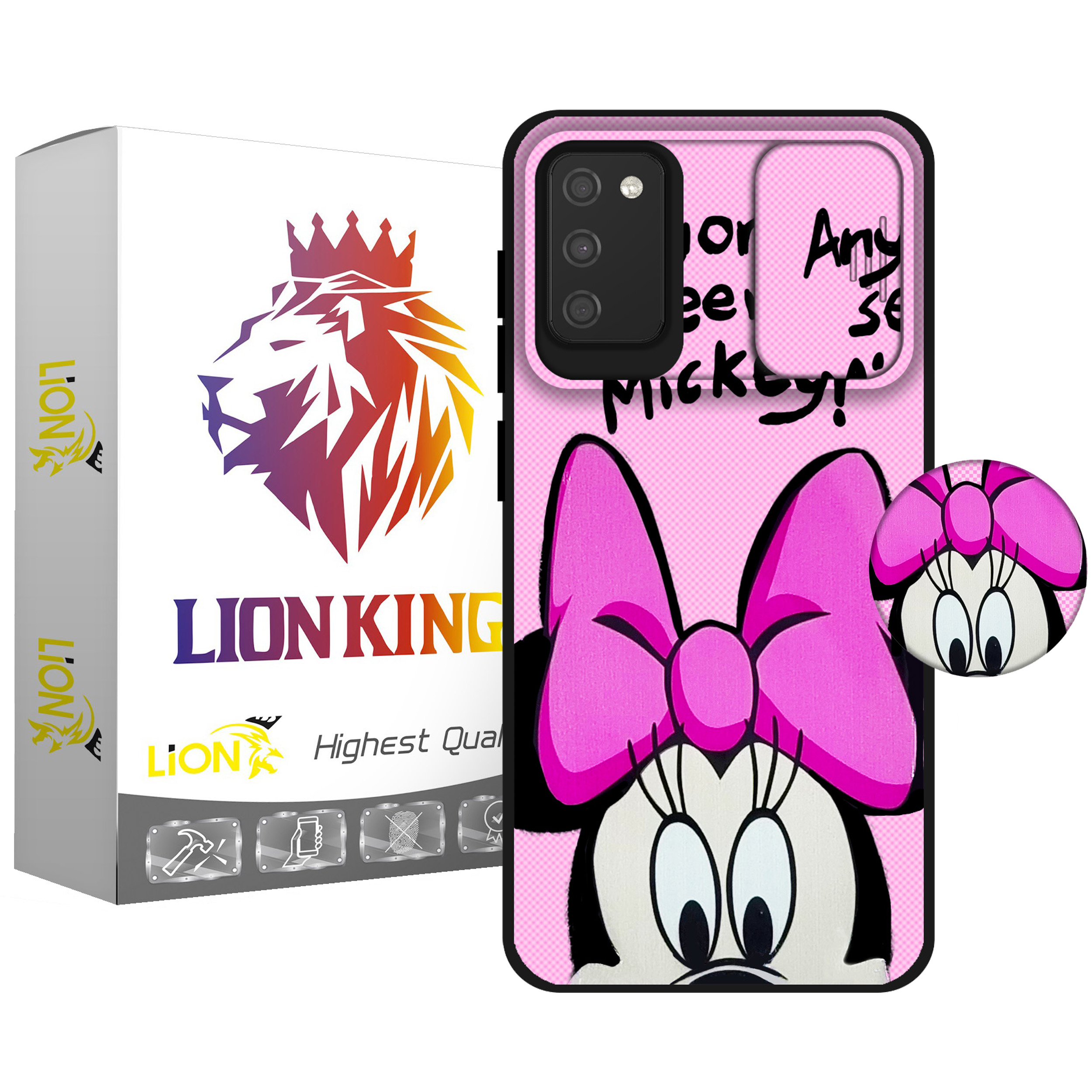 کاور لاین کینگ مدل minisotatii J2 مناسب برای گوشی موبایل سامسونگ Galaxy A03s به همراه پایه نگهدارنده