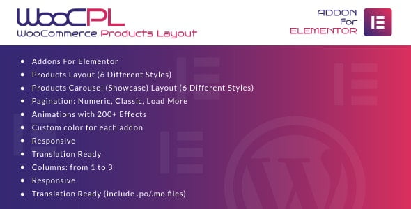 دانلود افزونه WooCommerce Products Layout برای المنتور