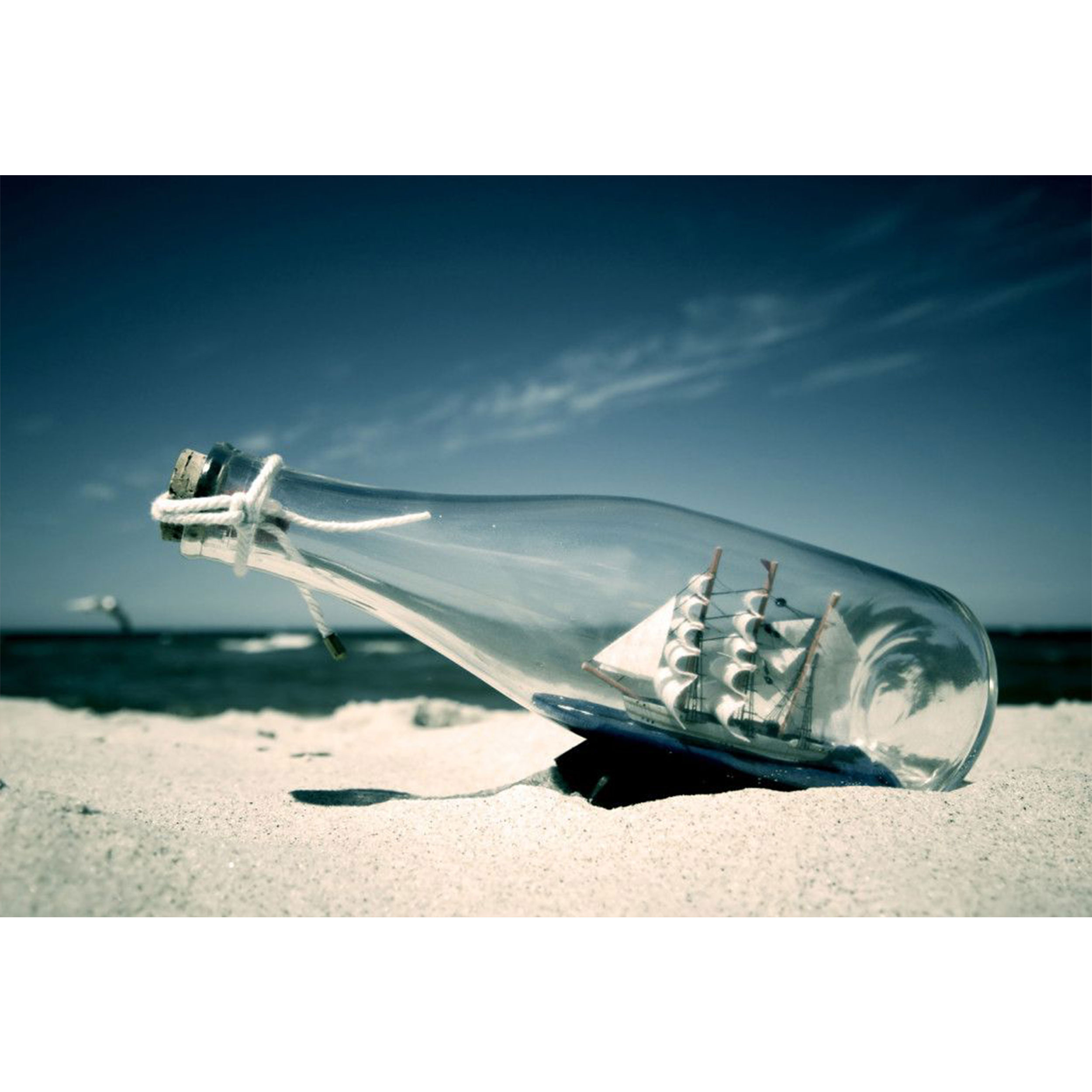 تابلو شاسی طرح منظره ساحلی دریا بطری کشتی مدل T1309