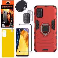 کاور کینگ کونگ مدل BATMAN مناسب برای گوشی موبایل شیائومی Poco M3 Pro به همراه محافظ صفحه نمایش و محافظ لنز دوربین و برچسب محافظ پشت گوشی و پایه نگهدارنده