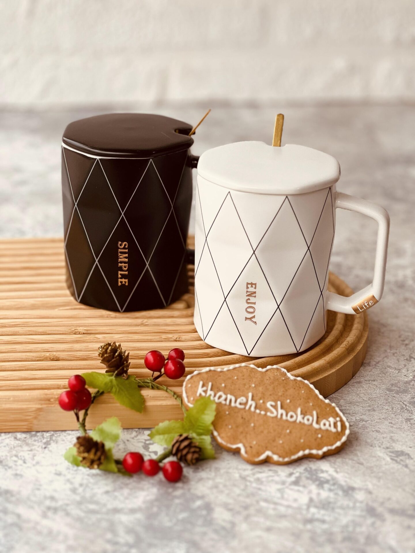 ماگ لوزی لوزی سیاه سفید کد001737