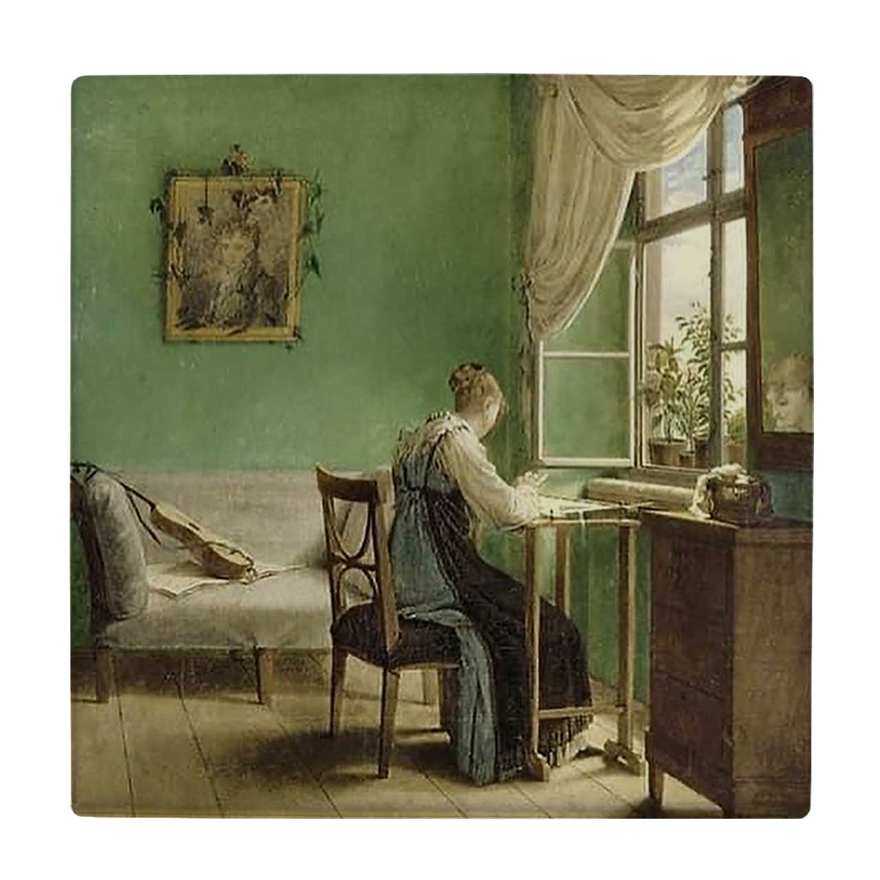  زیر لیوانی  طرح بانو پشت میز تحریر کد    5772460_4082