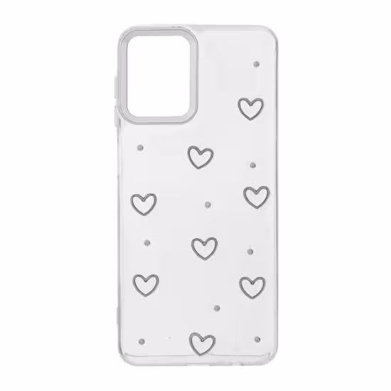 قاب گوشی موبایل رزین مدل Heart طرح برجسته لنز سیلور