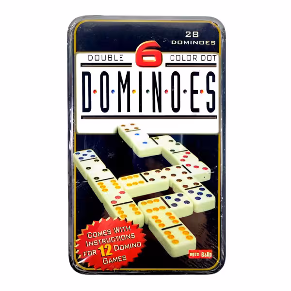 بازی فکری دومینو جعبه فلزی Dominoes
