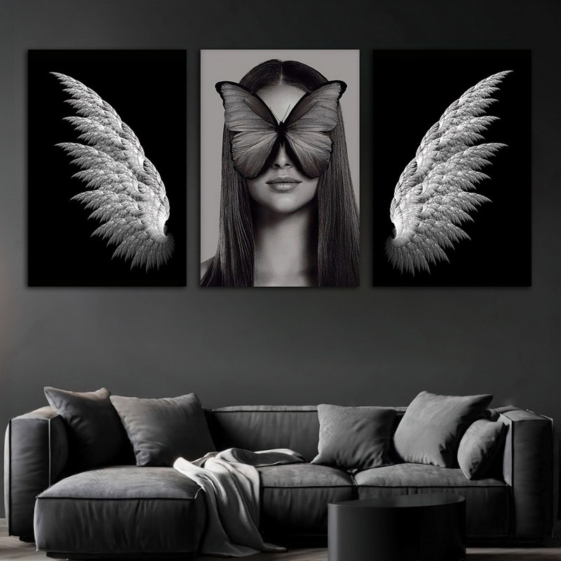 تابلو شاسی دنیای قابطرح فرشته و پروانه مدل SH-793 مجموعه 3 عددی | دنیای قاب