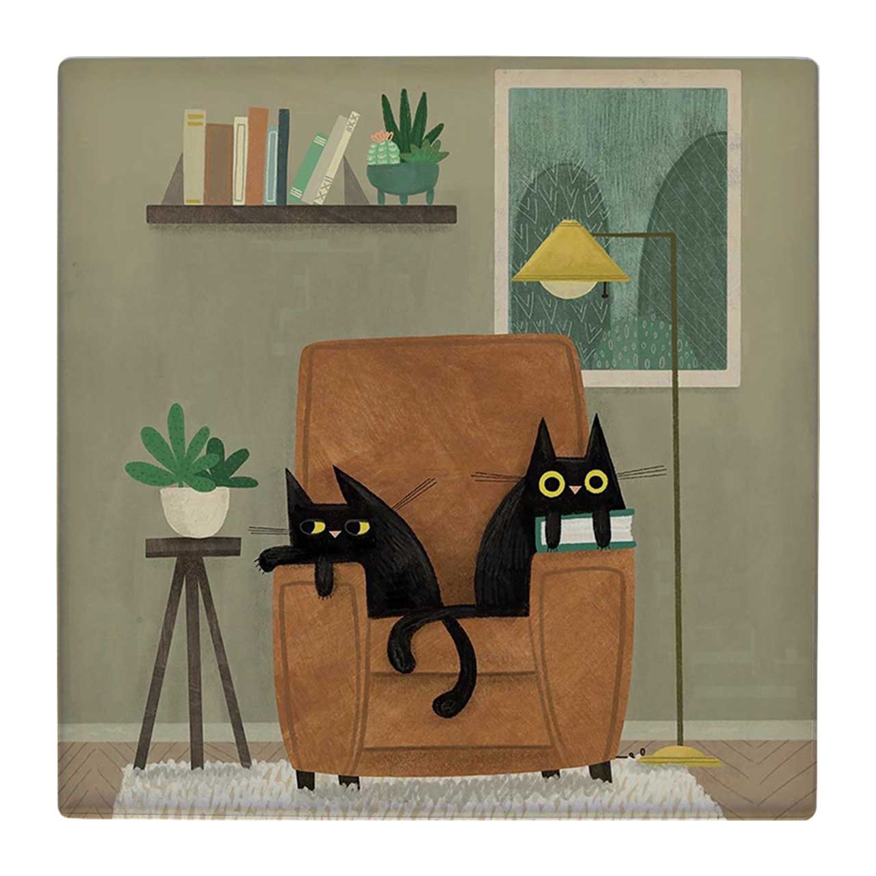 کاشی کارنیلا طرح گربه ها روی کاناپه کد wk1989