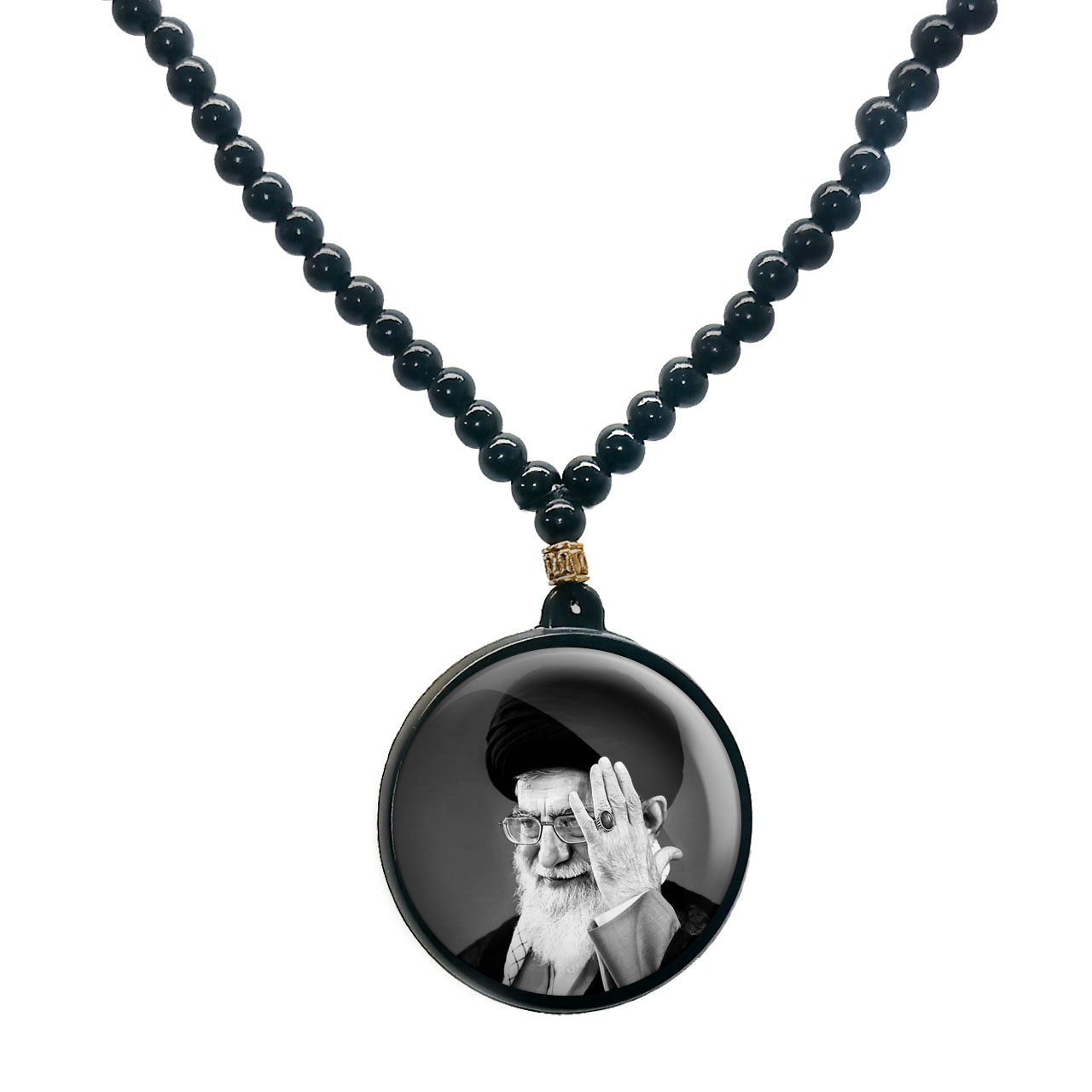 گردنبند پرمانه طرح تصویر  آیت الله خامنه ای کد pmd.11736 مدل دو طرفه