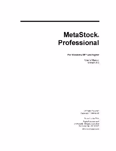 خرید و دانلود نسخه کامل کتاب MetaStock Professional For Windows 98 and higher User's Manual Version 8.0