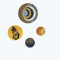 بشقاب دیوارکوب سفالی طرح پروانه مجموعه 4 عددی