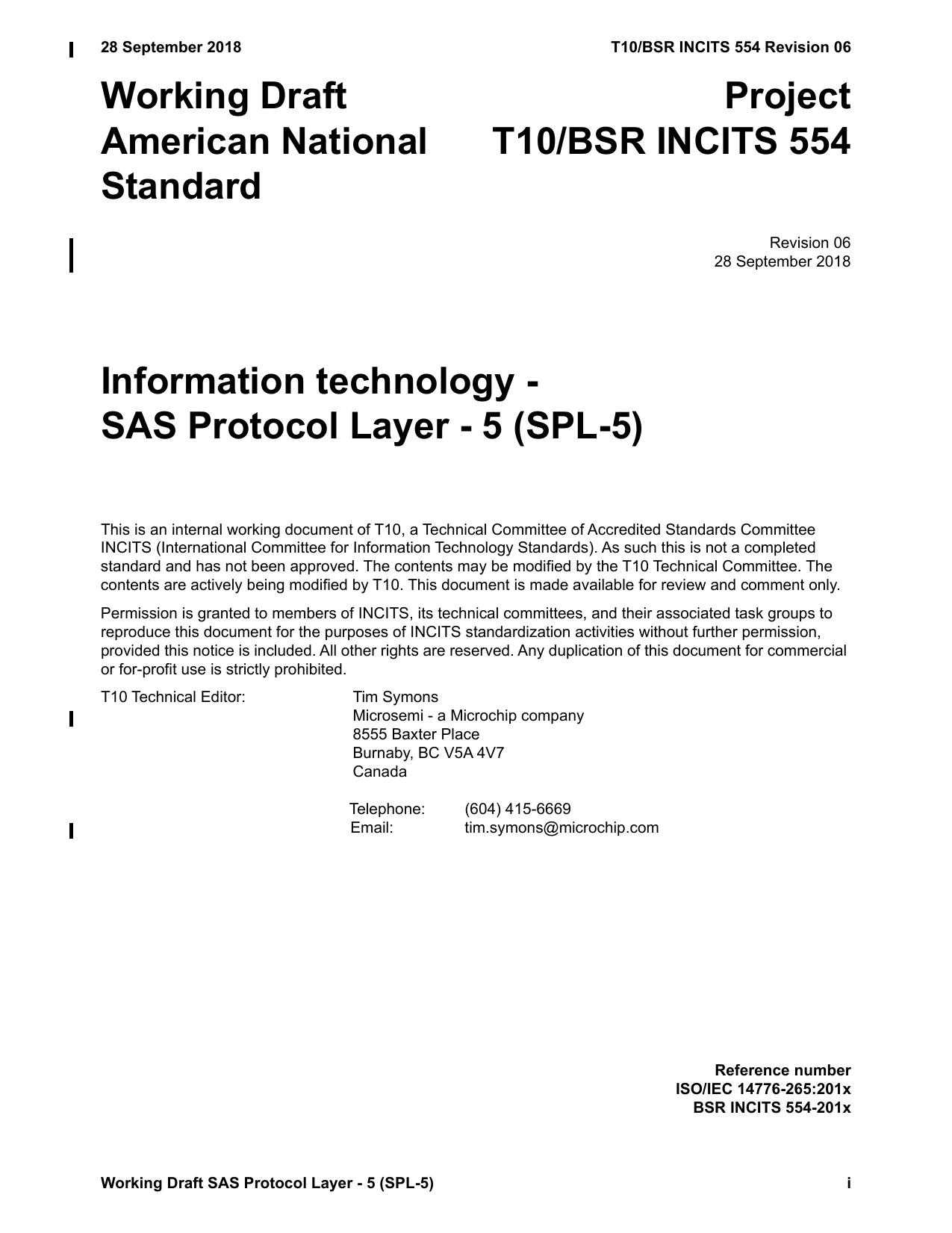 خرید و دانلود نسخه کامل کتاب SAS Protocol Layer - 5 (SPL-5 r06)