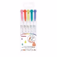 ماژیک آبرنگی زبرا مدل MILDLINER Dual Ended Brush بسته 5 عددی