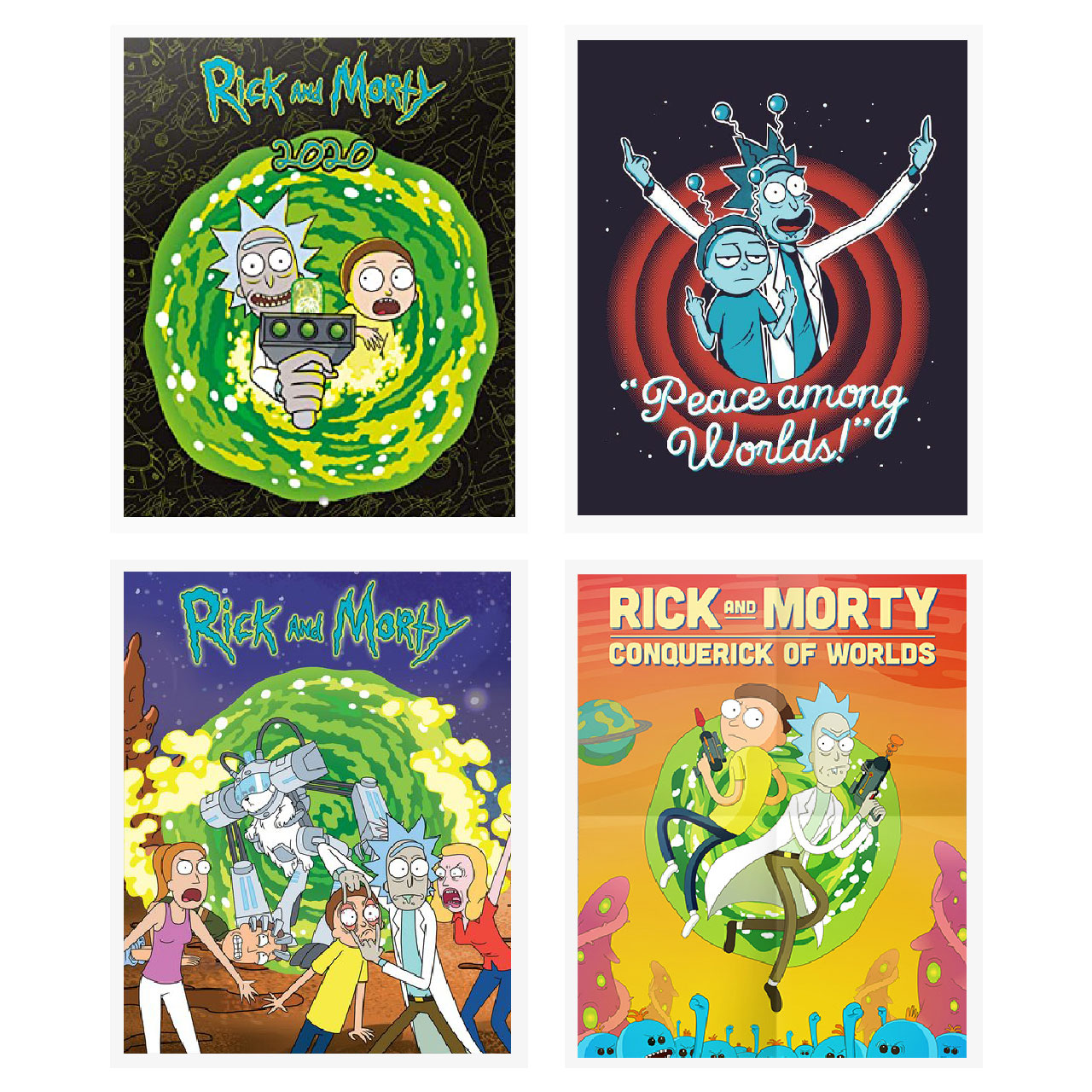 آویز تزیینی طرح Rick&amp;Morty مدل R1 مجموعه 4 عددی