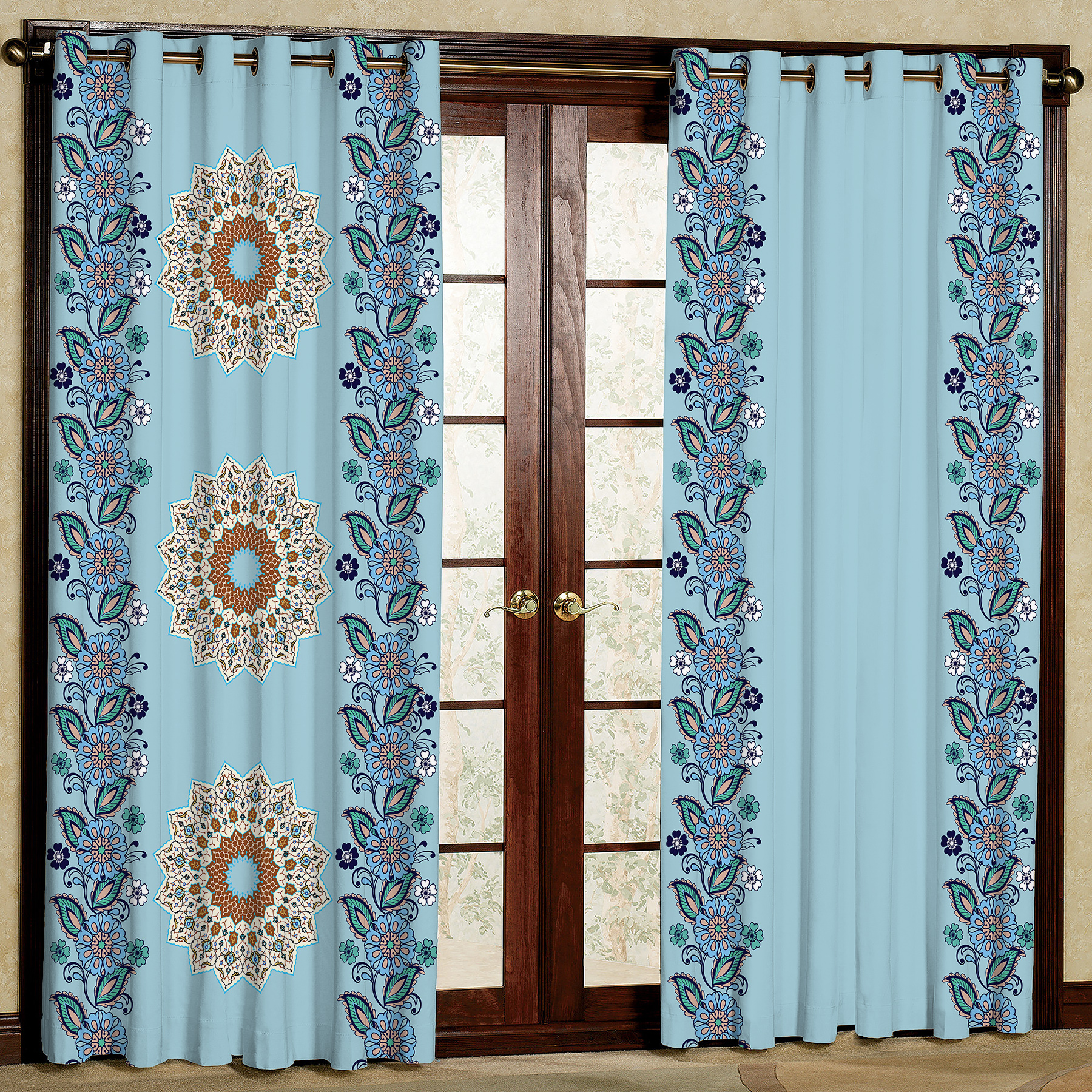  پرده مدل هازان طرح گل سایز 280x140 سانتی متر