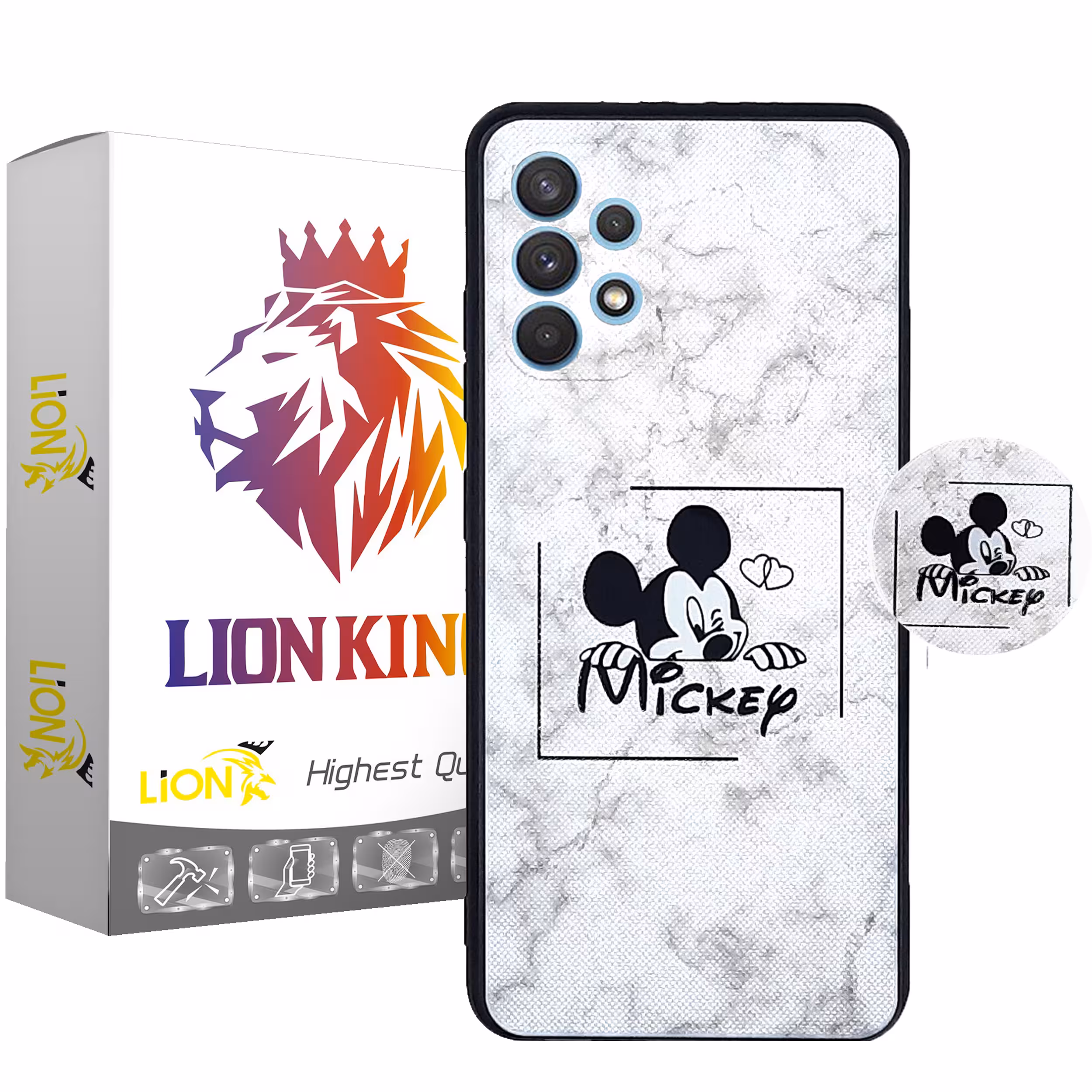 کاور لاین کینگ مدل Mickey2 مناسب برای گوشی موبایل سامسونگ Galaxy A32 4G به همراه پایه نگهدارنده