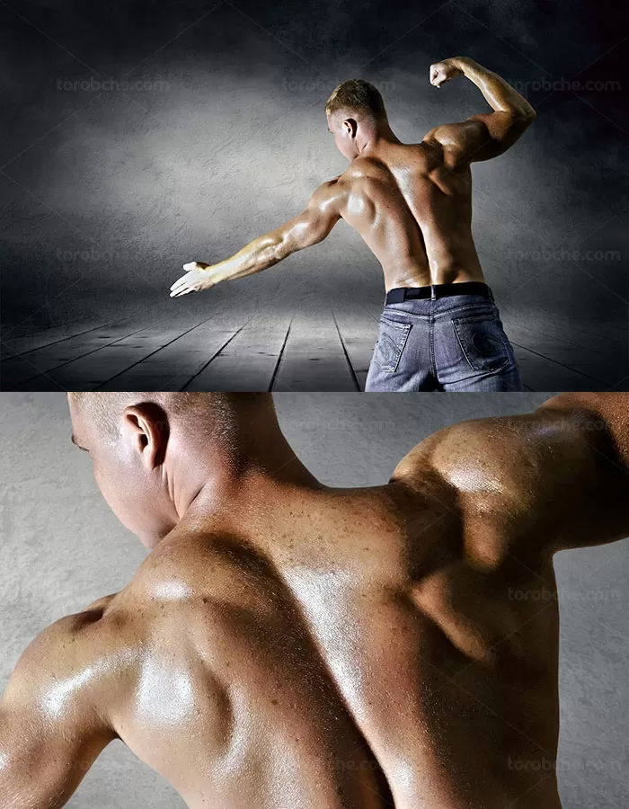 عکس با کیفیت مرد بدنساز با بکگراند گرانج