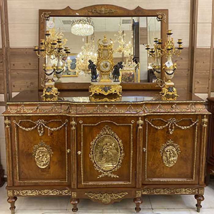 آینه و کنسول چوبی برنزکوب رایسا