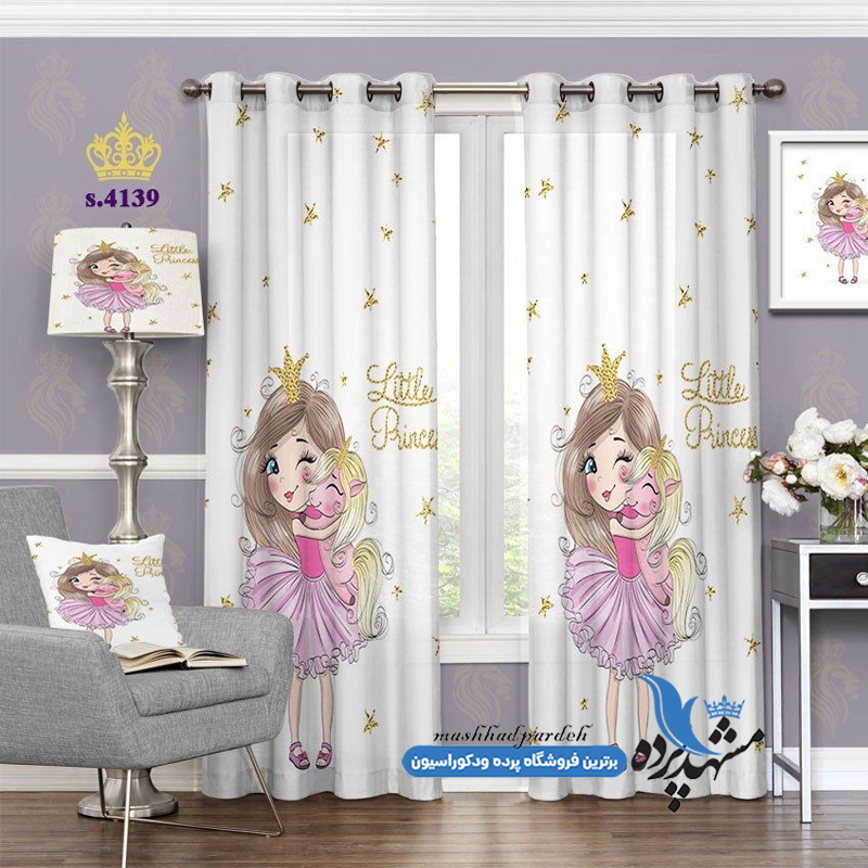 پرده پانچ کودکانه طرح پرنسس کد s-4139