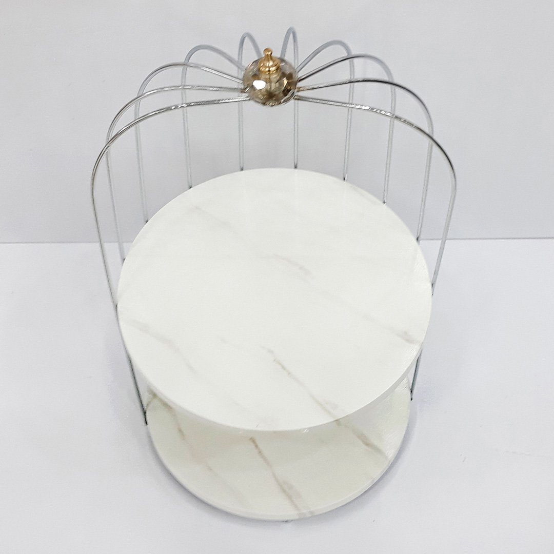 استند سرو طرح قفس دو طبقه نقره ای