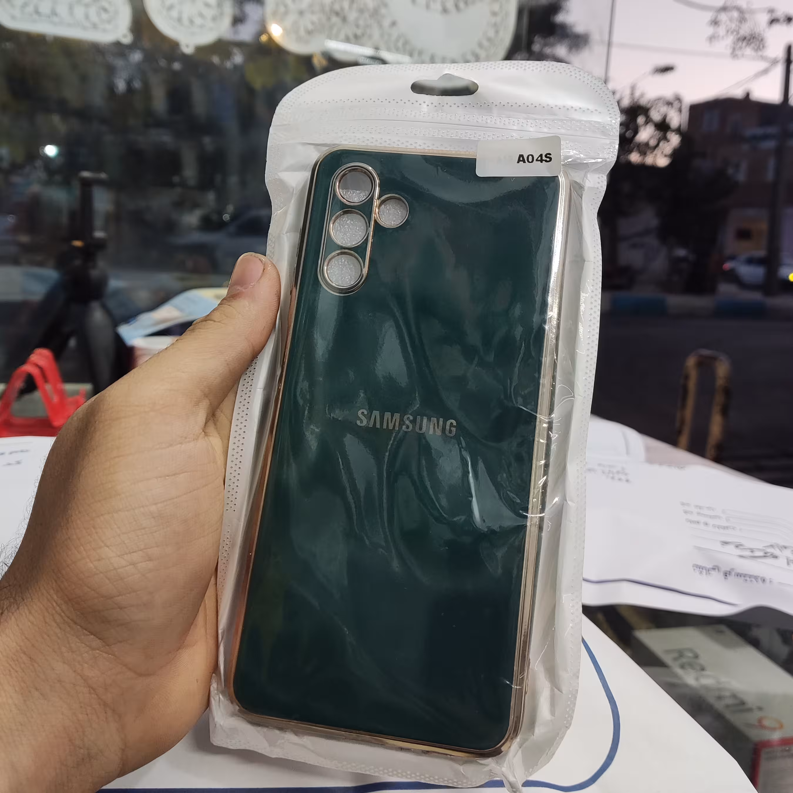 قاب موبایل گارد دورطلایی سامسونگa04s سبز