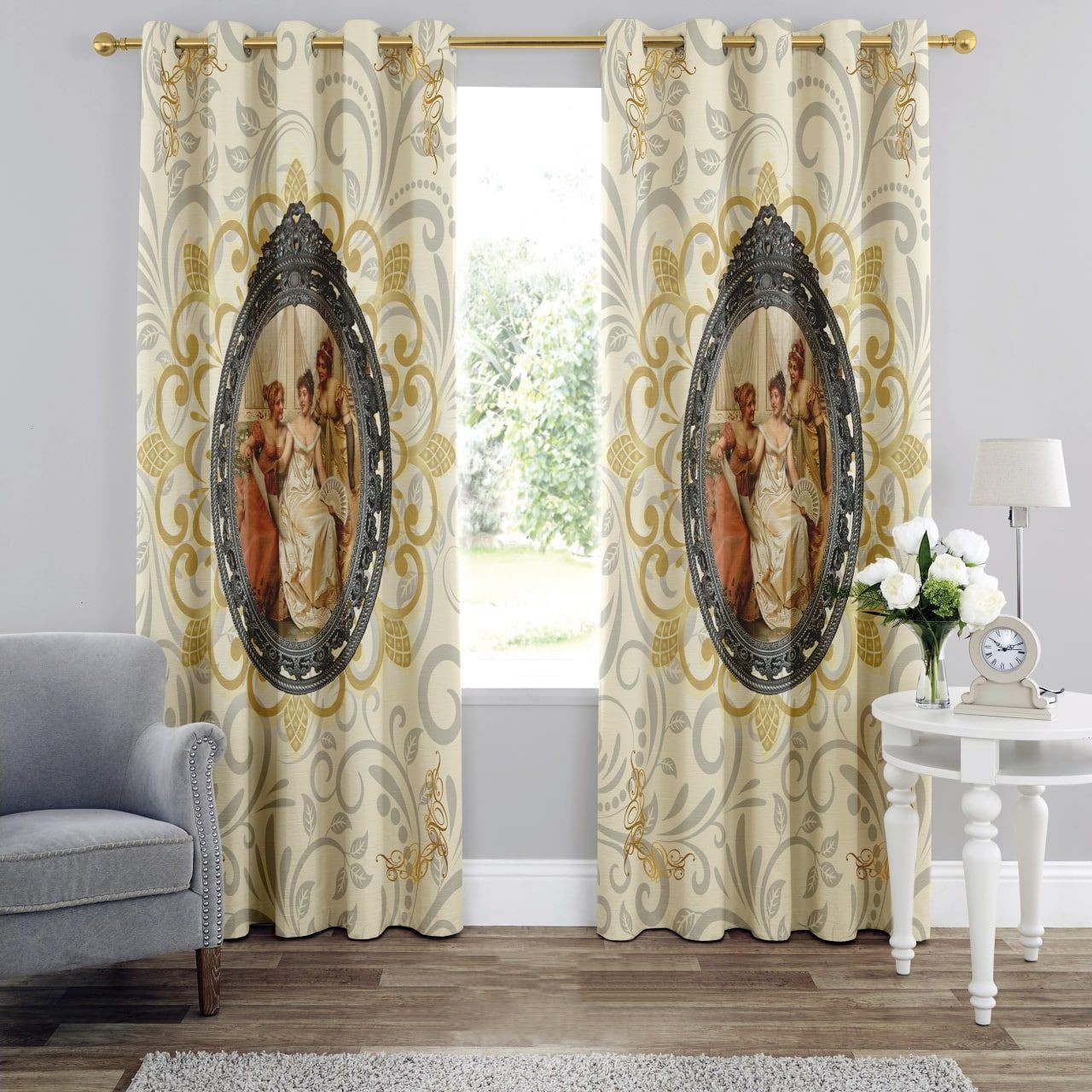 پرده چاپی  پانچ  طرح   اروپایی   کد 4020