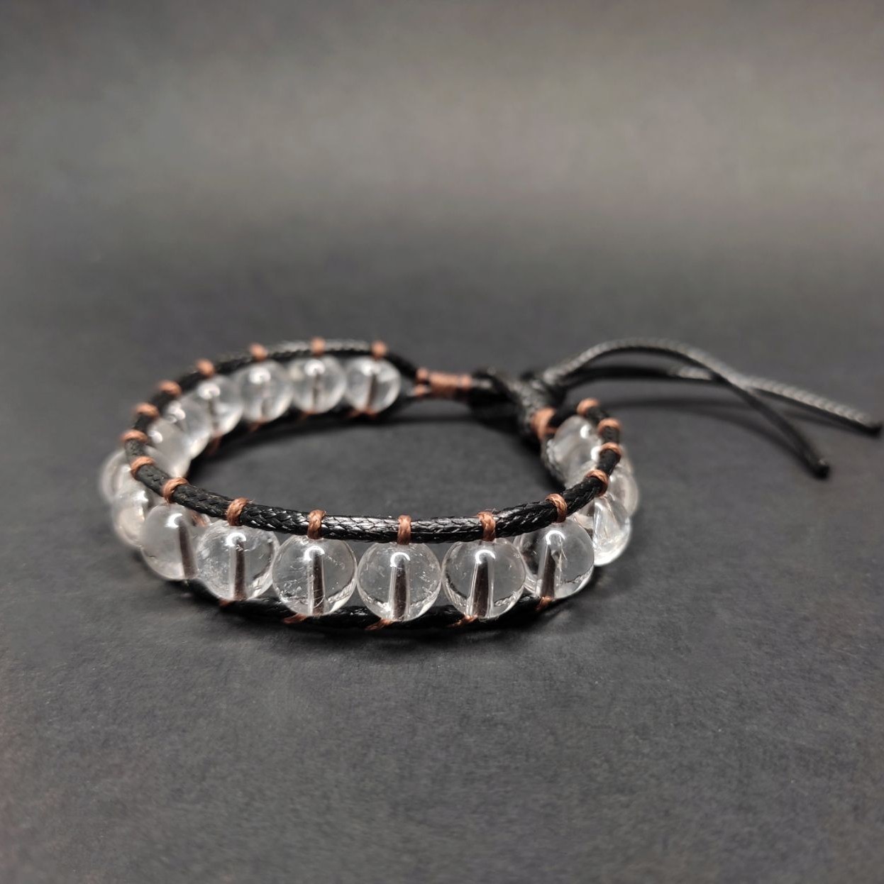 دستبند بافت سنگ کریستال کوآرتز معدنی شفاف