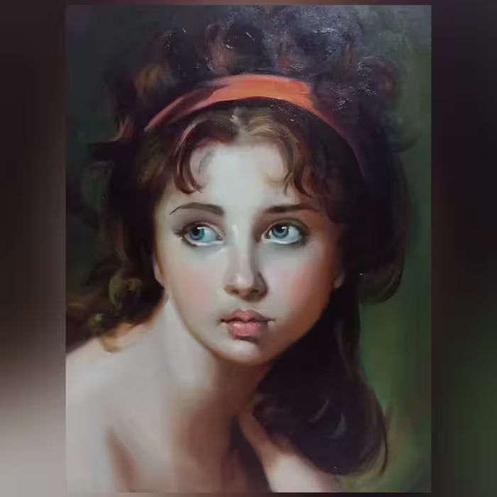 تابلو رنگ روغن دختری در انتظار ، ابعاد50 در 70