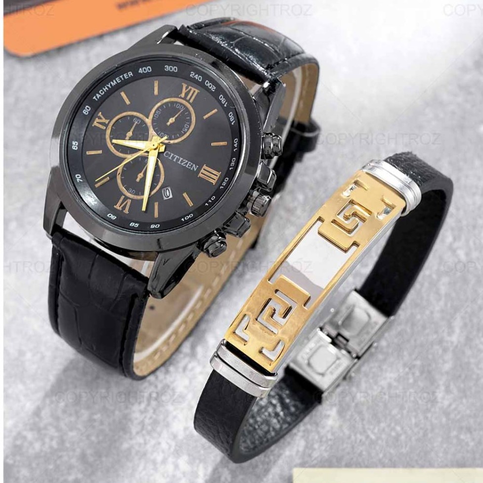 ست ساعت مچی و دستبند مردانه سیتیزن CITIZEN مدل 1606 دارای جعبه