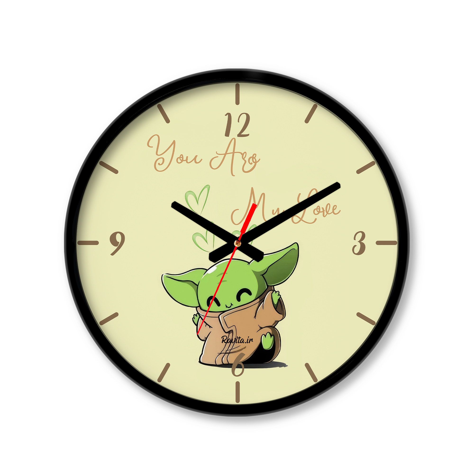 ساعت دیواری کوچک راویتا طرح بیبی یودا کد 3654