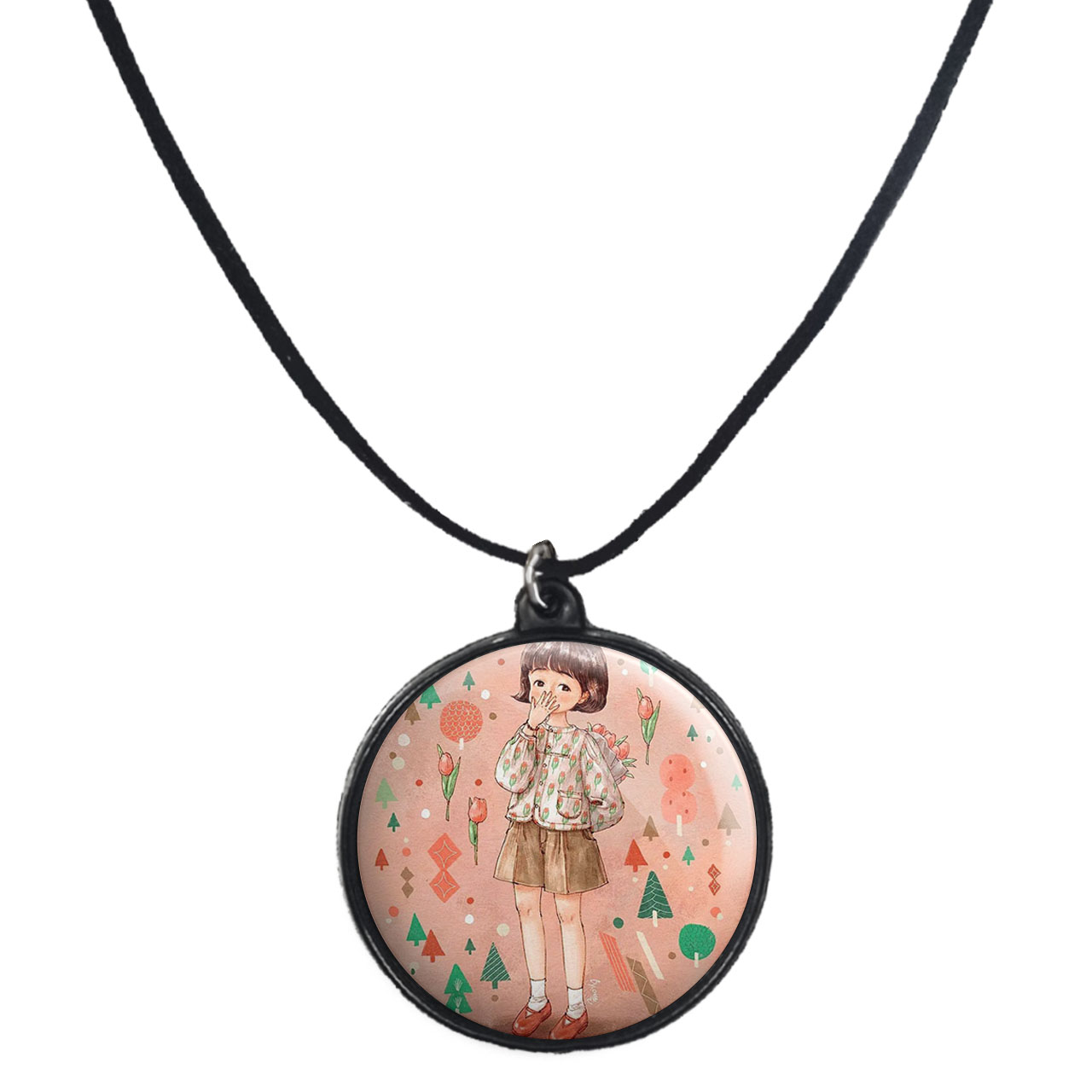 گردنبند پرمانه طرح دخترونه کد pmb.23461 مدل دو طرفه