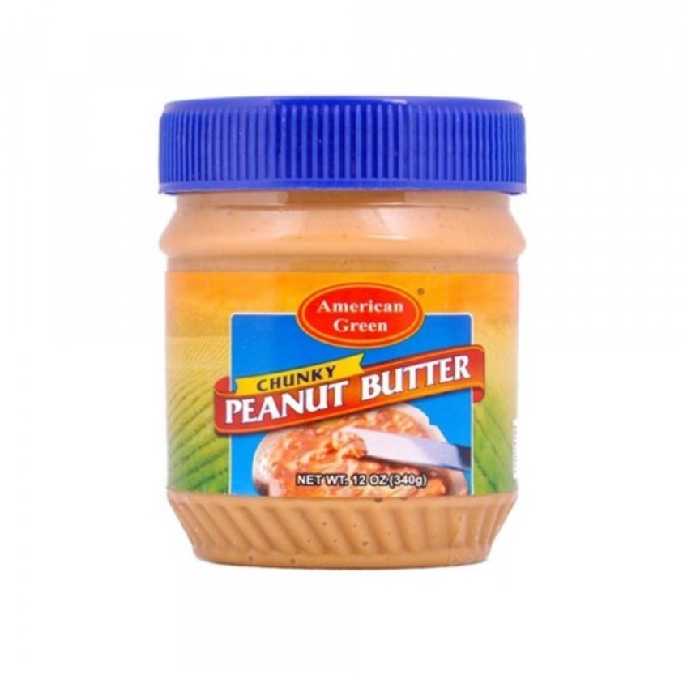 کره بادام زمینی مغزدار  امریکن گرین 340 گرمی