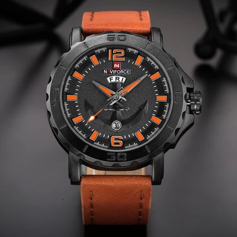 ساعت ناویفورس اورجینال مردانه موتور ژاپن بند چرم کیفیت بالا Naviforce