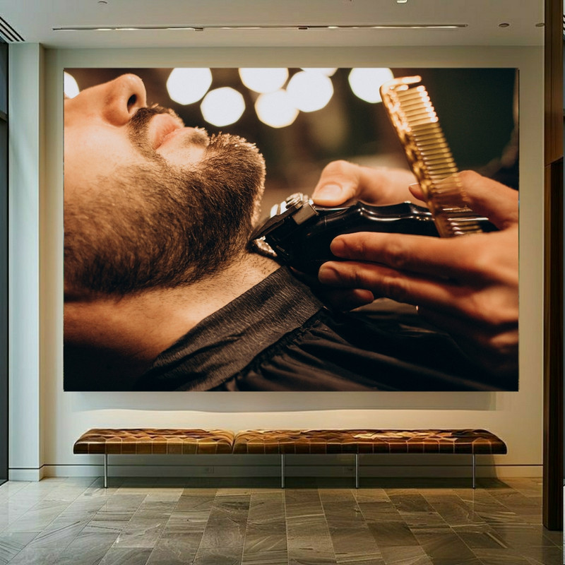 تابلو شاسی طرح شاسی آرایشگاه مردانه مدل خط ریش کد FP105242 | دنیای قاب