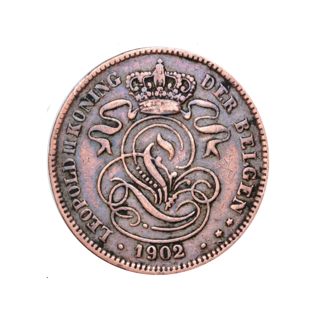 سکه تزیینی طرح 2سنت کشور بلژیک مدل 1902میلادی