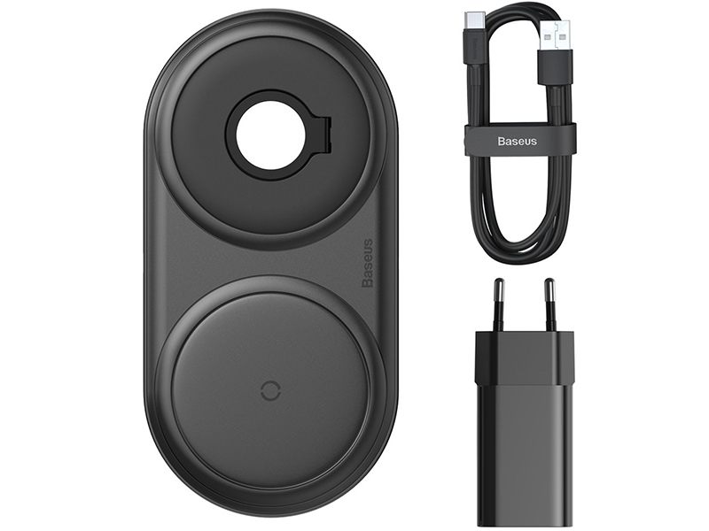 شارژر بی سیم دو کاره بیسوس مدل Planet 2in1 Cable Winder   Wireless Charger