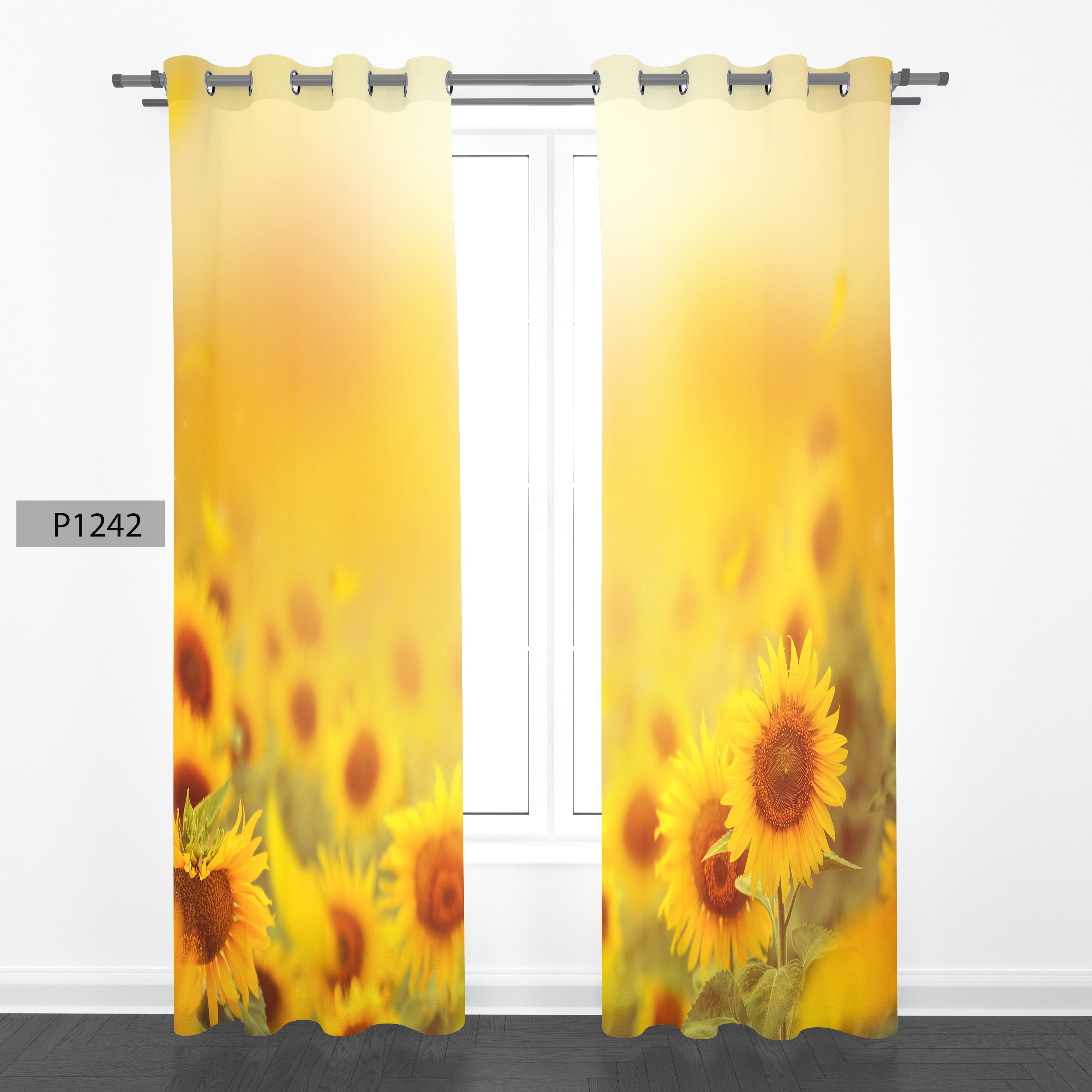 پرده هازان چاپی دوقواره دوخته شده پانچ شده هر قواره عرض 140ارتفاع 190 کد1242