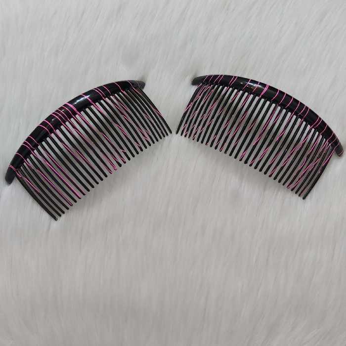 شانه مو زنانه مدل دم دار طرح خطی رگه ای کد com110 بسته 2 عددی