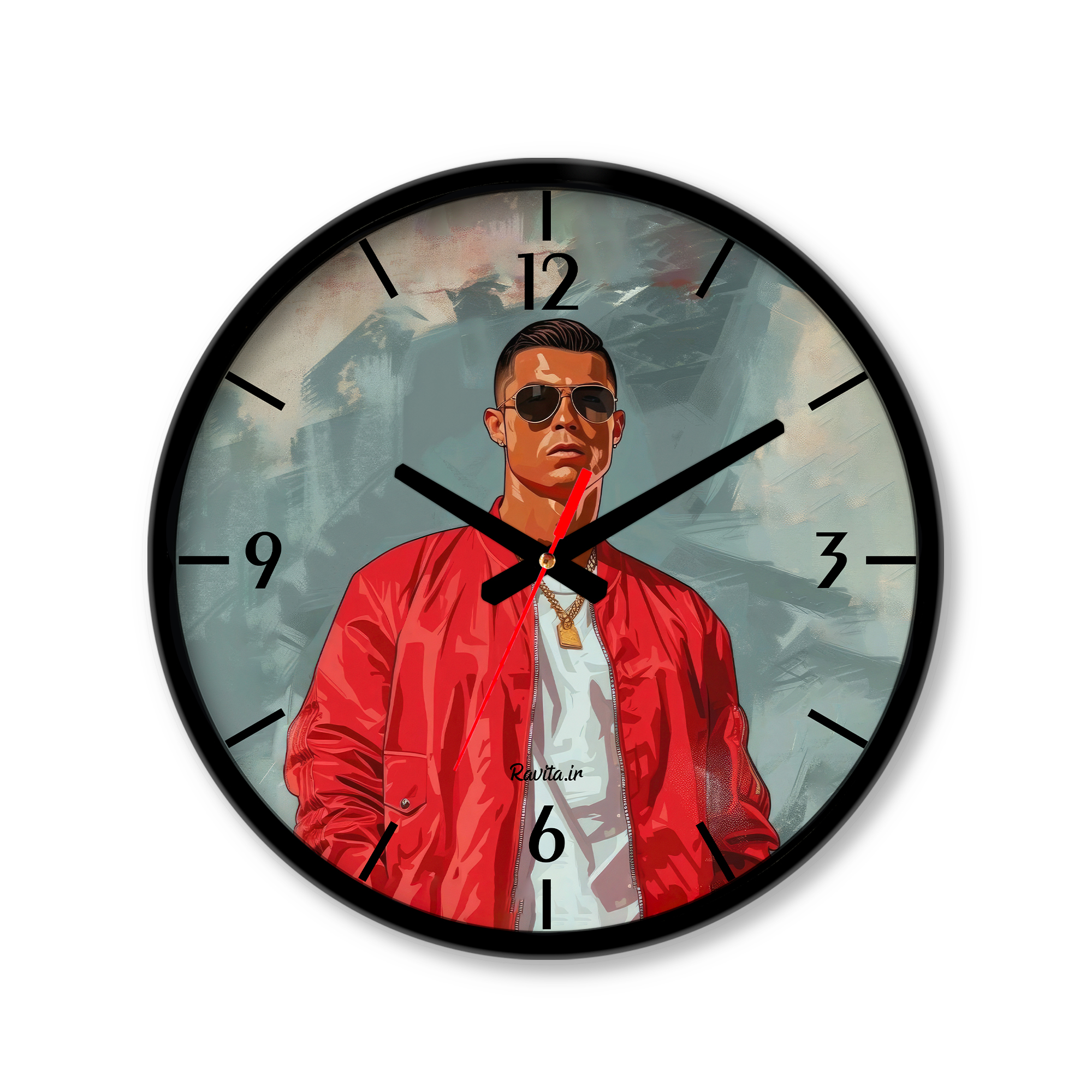 ساعت دیواری کوچک راویتا طرح نقاشی رونالدو کد 3575